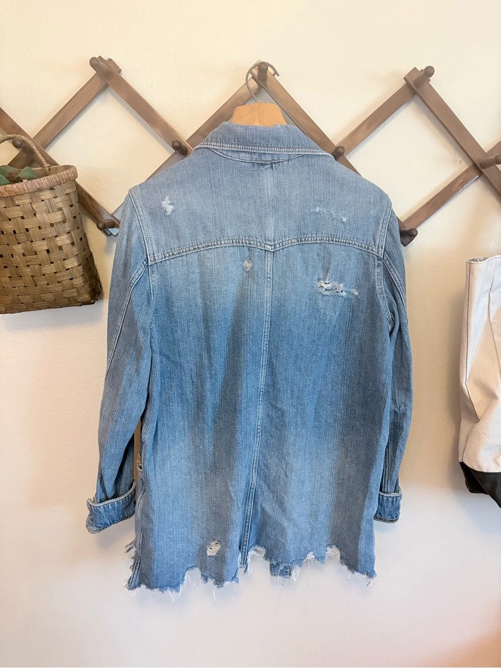 Free People Light Blue Distressed Denim Jacket - Picture 3 of 3
